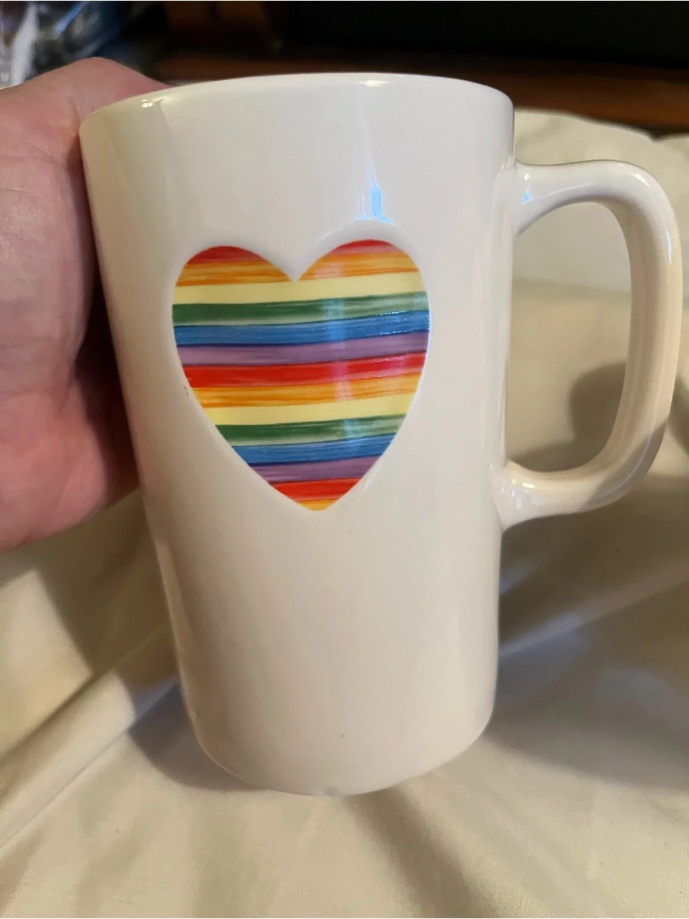 New Williams Sonoma Mugs Coffee Cups Pride Rainbow Open Mind Open Heart Trevor